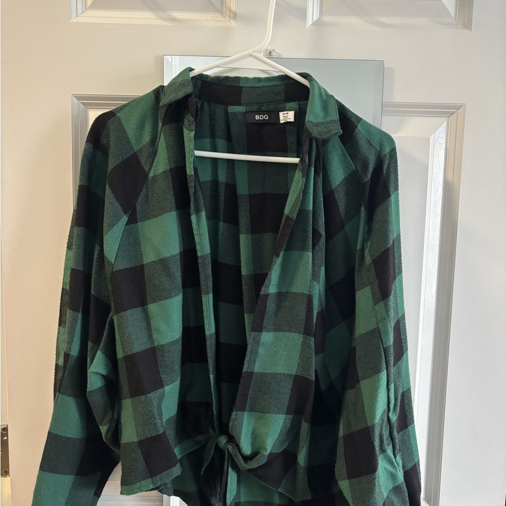 BDG Green and Black Checkered Shirt